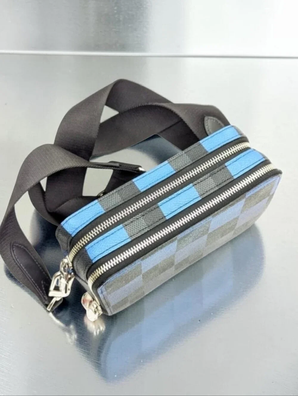 Louis Vuitton Alpha Wearable Wallet Giant Damier Cobalt Blue Indigo Leather